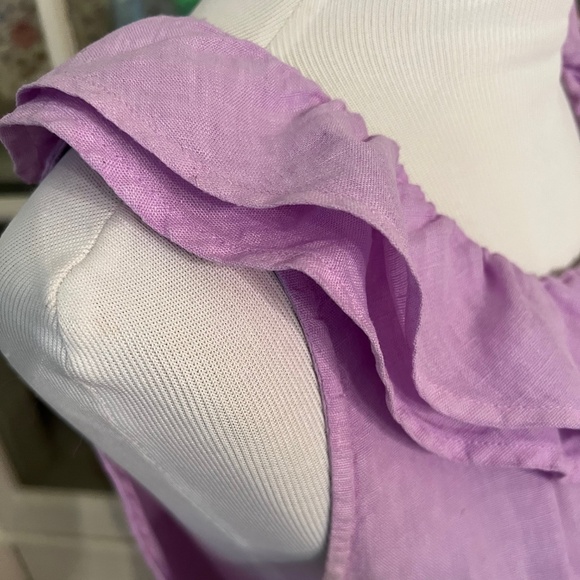 120% Lino Linen Dress, Purple Lilac, Size 46/US Medium, Ruffled - Picture 4 of 11